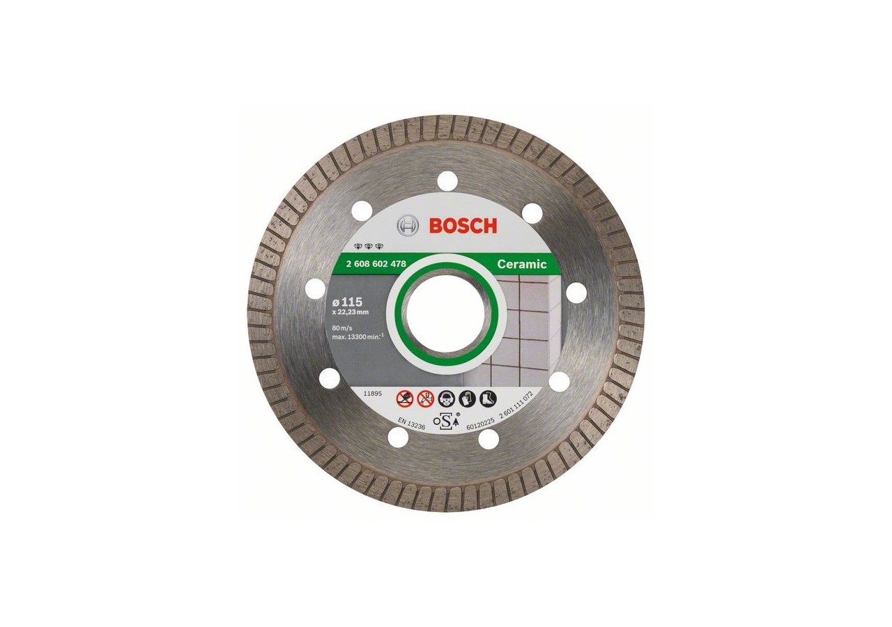 Disque à tronçonner diamanté Best for Ceramic Extra-Clean Turbo 115 x 22,23 x 1,4 x 7 mm - 2608602478 - Bosch