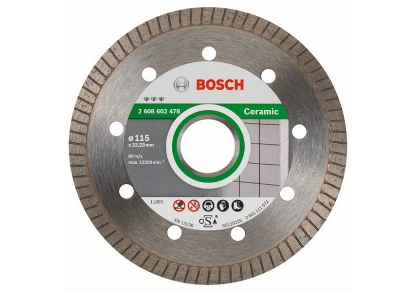 Disque à tronçonner diamanté Best for Ceramic Extra-Clean Turbo 115 x 22,23 x 1,4 x 7 mm - 2608602478 - Bosch