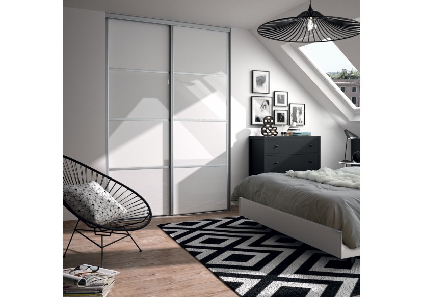 Yam : Façade de placard coulissante 2 portes verre laqué