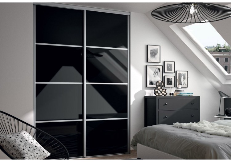 Yam : Façade de placard coulissante 2 portes verre laqué