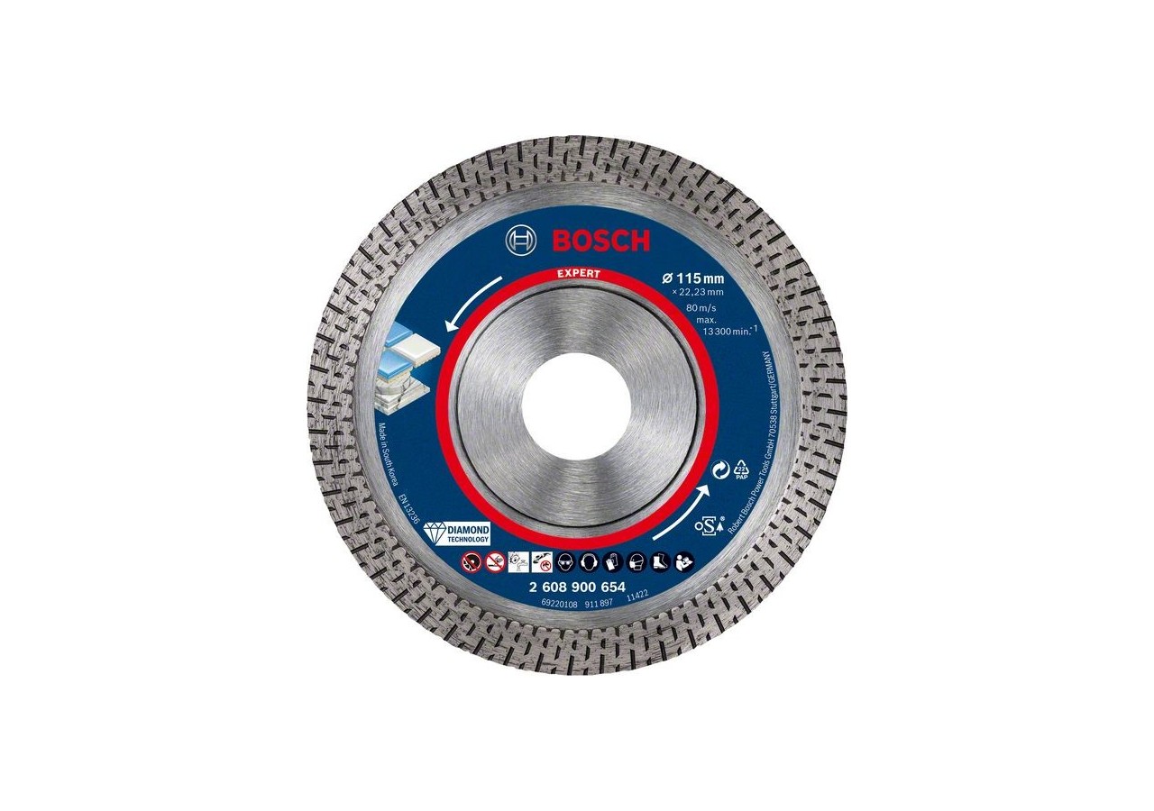 Disque à tronçonner diamanté Expert HardCeramic 115 x 22,23 x 1,4 x 10 mm - 2608900654 - Bosch