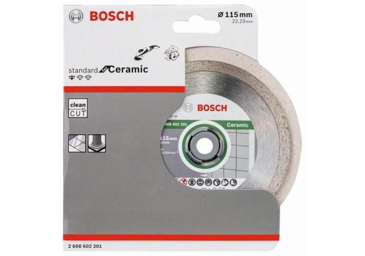 Disque à tronçonner diamanté Standard for Ceramic 115 x 22,23 x 1,6 x 7 mm Pack de 1 - 2608602201 - Bosch