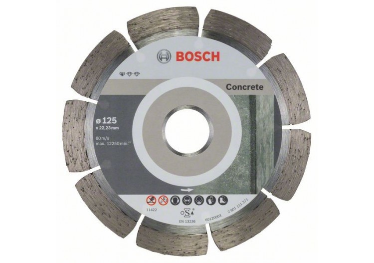 Disque à tronçonner diamanté Standard for Concrete 125 x 22,23 x 1,6 x 10 mm Pack de 10 - 2608603240 - Bosch