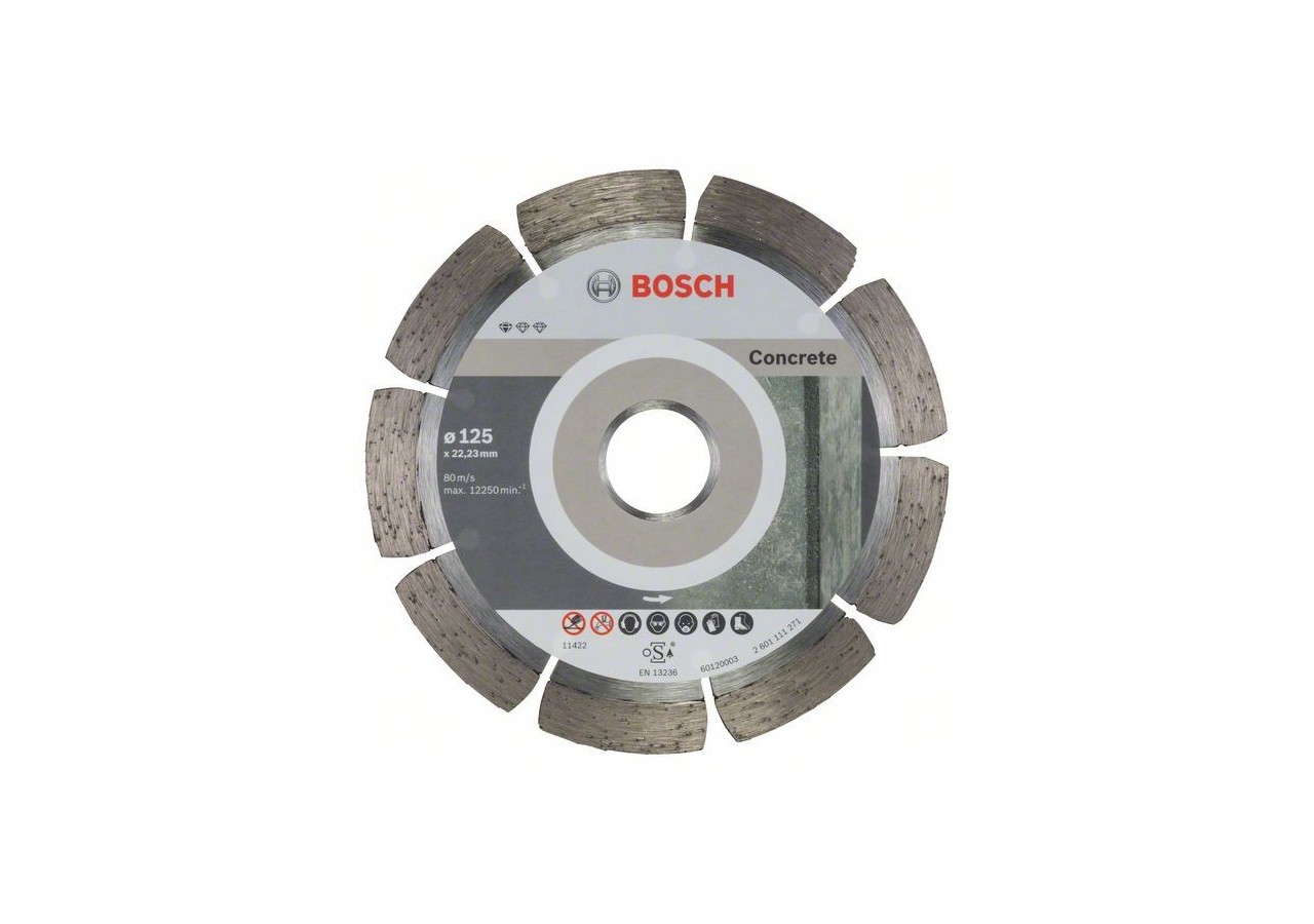 Disque à tronçonner diamanté Standard for Concrete 125 x 22,23 x 1,6 x 10 mm Pack de 10 - 2608603240 - Bosch
