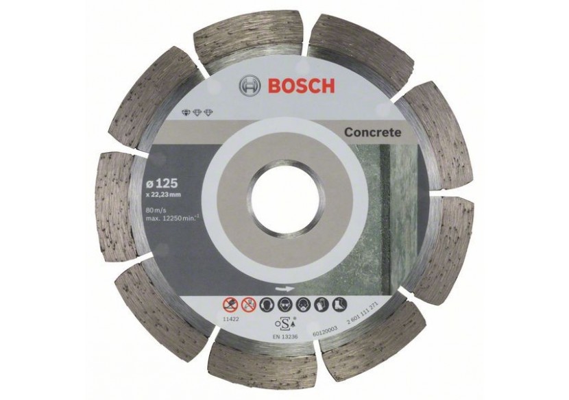 Disque à tronçonner diamanté Standard for Concrete 125 x 22,23 x 1,6 x 10 mm Pack de 10 - 2608603240 - Bosch