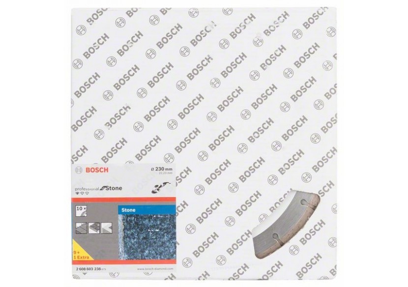 Disque à tronçonner diamanté Standard for Stone 230 x 22,23 x 2,3 x 10 mm Pack de 10 - 2608603238 - Bosch
