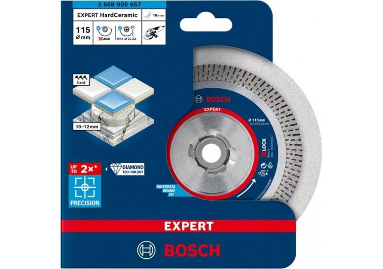 Disque à tronçonner diamanté X-LOCK Expert HardCeramic 115 x 22,23 x 1,6 x 10 mm - 2608900657 - Bosch