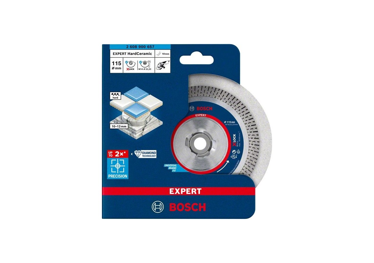 Disque à tronçonner diamanté X-LOCK Expert HardCeramic 115 x 22,23 x 1,6 x 10 mm - 2608900657 - Bosch