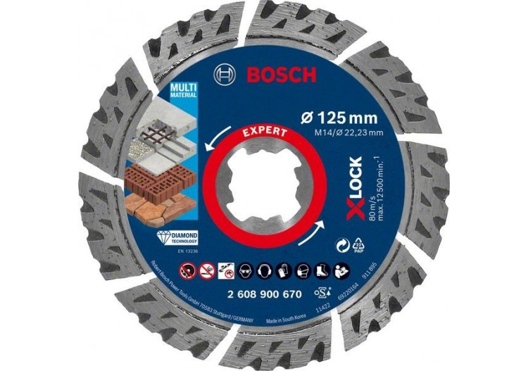 Disque à tronçonner diamanté X-LOCK Expert MultiMaterial 125 x 22,23 x 2,4 x 12 mm - 2608900670 - Bosch