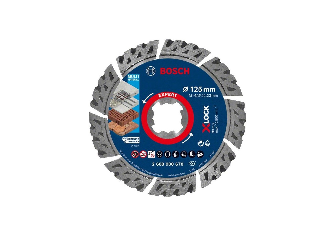 Disque à tronçonner diamanté X-LOCK Expert MultiMaterial 125 x 22,23 x 2,4 x 12 mm - 2608900670 - Bosch