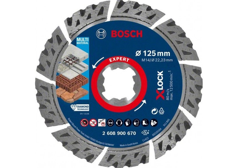 Disque à tronçonner diamanté X-LOCK Expert MultiMaterial 125 x 22,23 x 2,4 x 12 mm - 2608900670 - Bosch
