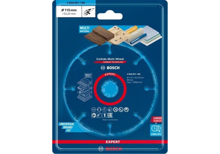 Disque à tronçonner Expert Carbide Multi Wheel 115 mm, 1 mm, 22,23 mm - 2608901188 - Bosch