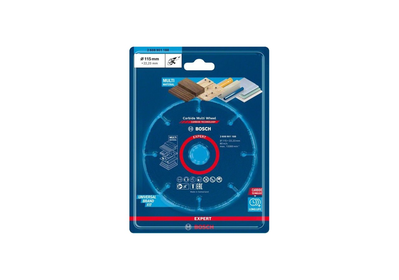 Disque à tronçonner Expert Carbide Multi Wheel 115 mm, 1 mm, 22,23 mm - 2608901188 - Bosch