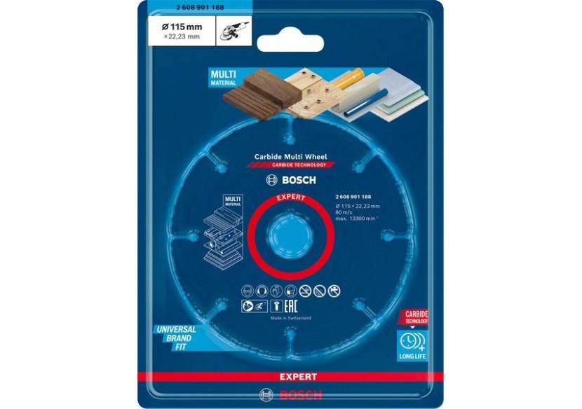 Disque à tronçonner Expert Carbide Multi Wheel 115 mm, 1 mm, 22,23 mm - 2608901188 - Bosch