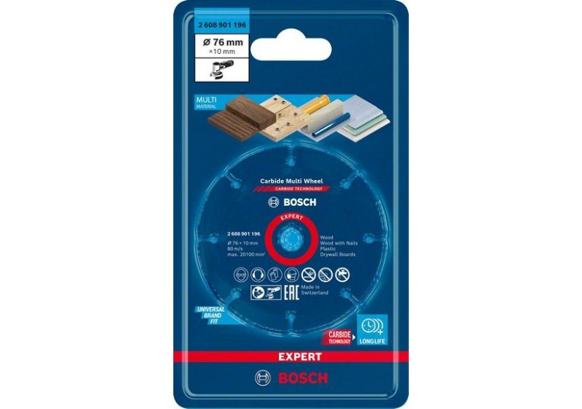 Disque à tronçonner Expert Carbide Multi Wheel 76 mm, 1 mm, 10 mm - 2608901196 - Bosch