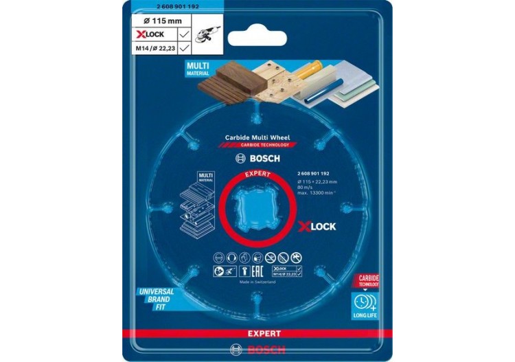 Disque à tronçonner X-LOCK Expert Carbide Multi Wheel 115 mm, 1 mm, 22,23 mm - 2608901192 - Bosch