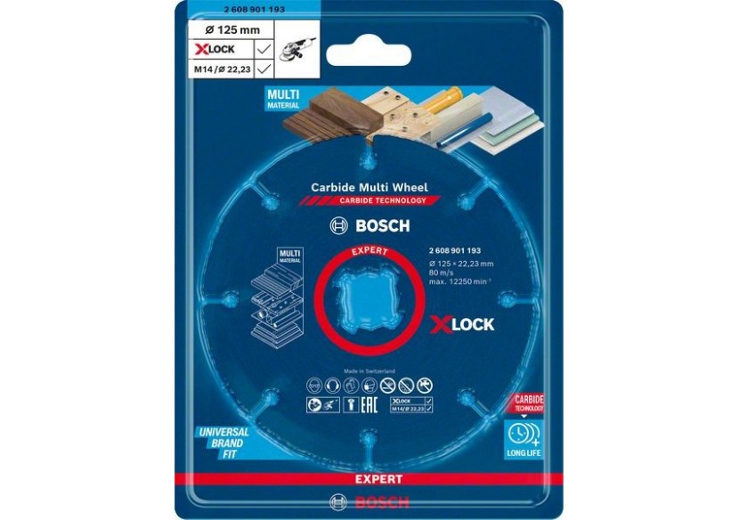 Disque à tronçonner X-LOCK Expert Carbide Multi Wheel 125 mm, 1 mm, 22,23 mm - 2608901193 - Bosch