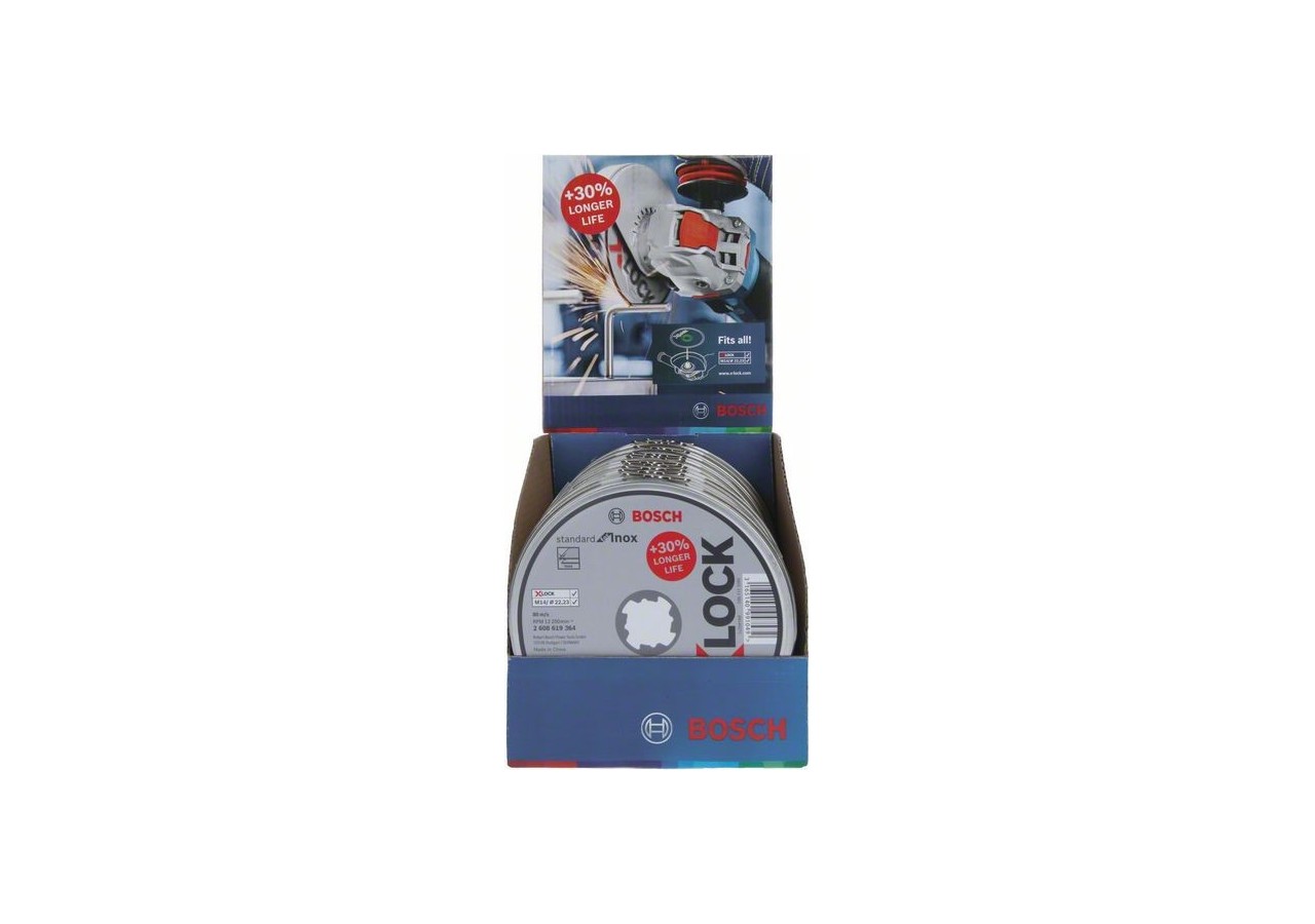 1 boite de 10 disques X-LOCK pour l'Inox Standard for moyeu plat 125x1,6mm - 2608619364 - Bosch
