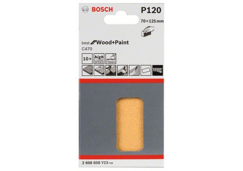 Disque abrasif C470, pack de 10 70 x 125 mm, 120 Pack de 10 - 2608608Y23 - Bosch