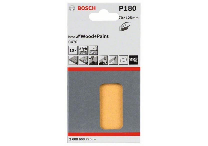 Disque abrasif C470, pack de 10 70 x 125 mm, 180 Pack de 10 - 2608608Y25 - Bosch