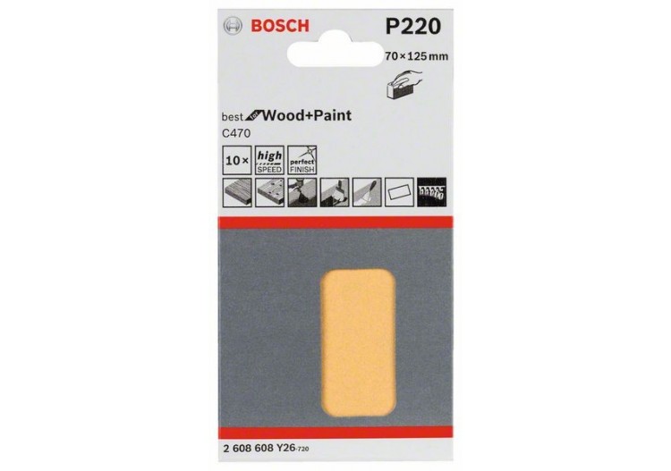 Disque abrasif C470, pack de 10 70 x 125 mm, 220 Pack de 10 - 2608608Y26 - Bosch