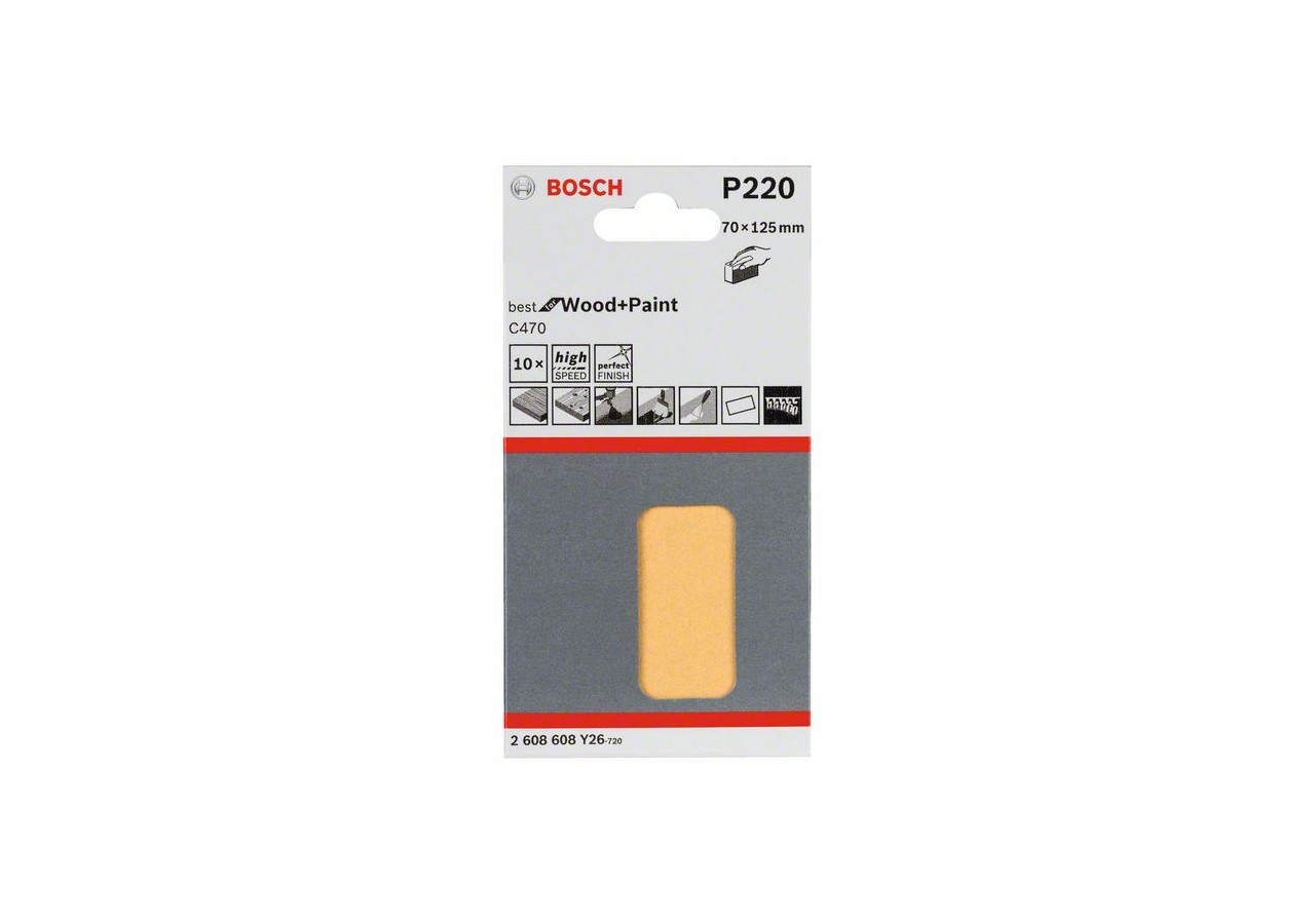 Disque abrasif C470, pack de 10 70 x 125 mm, 220 Pack de 10 - 2608608Y26 - Bosch