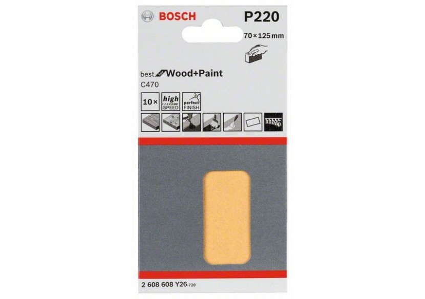Disque abrasif C470, pack de 10 70 x 125 mm, 220 Pack de 10 - 2608608Y26 - Bosch