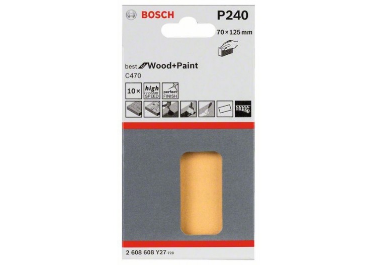 Disque abrasif C470, pack de 10 70 x 125 mm, 240 Pack de 10 - 2608608Y27 - Bosch