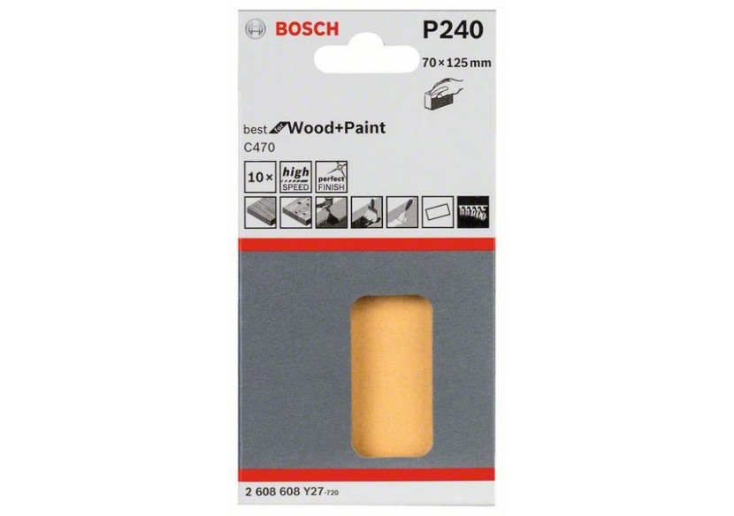 Disque abrasif C470, pack de 10 70 x 125 mm, 240 Pack de 10 - 2608608Y27 - Bosch