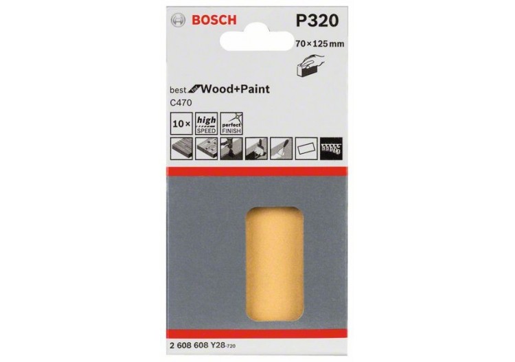 Disque abrasif C470, pack de 10 70 x 125 mm, 320 Pack de 10 - 2608608Y28 - Bosch