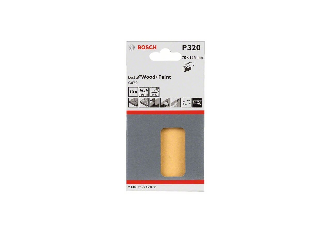 Disque abrasif C470, pack de 10 70 x 125 mm, 320 Pack de 10 - 2608608Y28 - Bosch