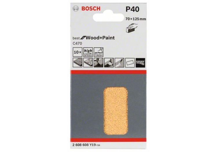 Disque abrasif C470, pack de 10 70 x 125 mm, 40 Pack de 10 - 2608608Y19 - Bosch