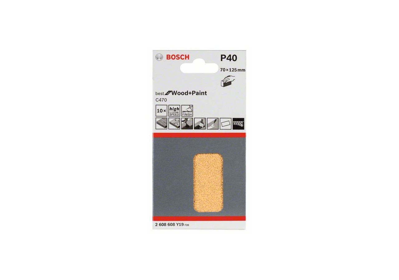 Disque abrasif C470, pack de 10 70 x 125 mm, 40 Pack de 10 - 2608608Y19 - Bosch
