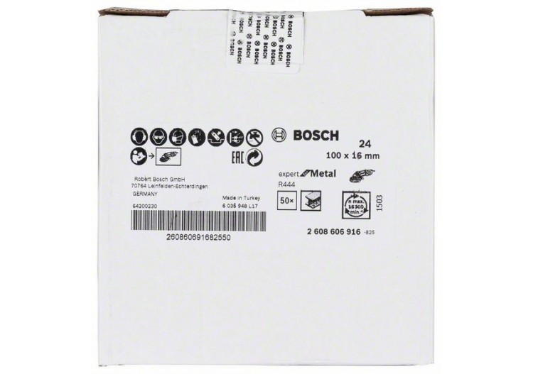 Disque abrasif sur fibres R444, Expert for Metal 100 mm, 16 mm, 24 - 2608606916 - Bosch