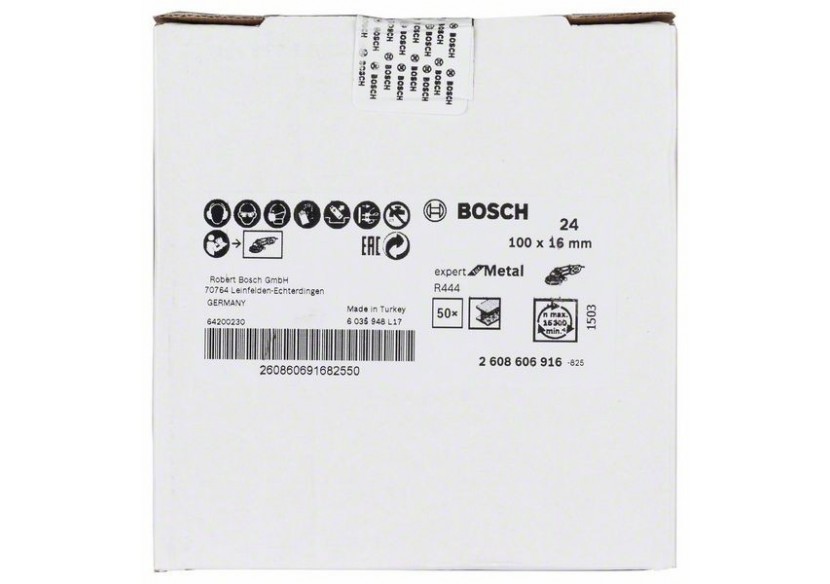 Disque abrasif sur fibres R444, Expert for Metal 100 mm, 16 mm, 24 - 2608606916 - Bosch