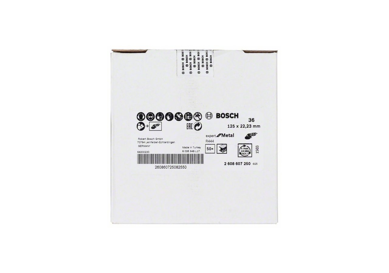 Disque abrasif sur fibres R444, Expert for Metal D : 125 mm  G : 36 - 2608607250 - Bosch