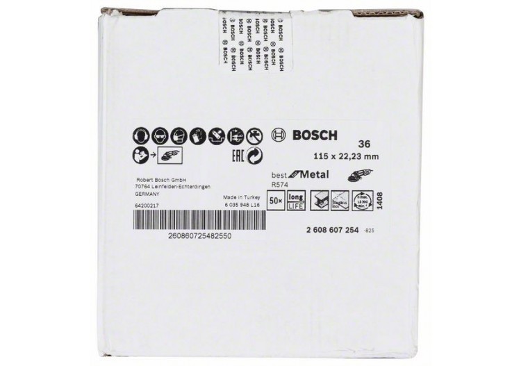 Disque abrasif sur fibres R574, Best for Metal D : 115 mm  G : 36 - 2608607254 - Bosch