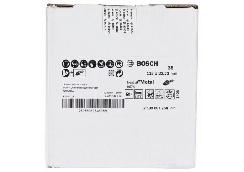 Disque abrasif sur fibres R574, Best for Metal D : 115 mm  G : 36 - 2608607254 - Bosch