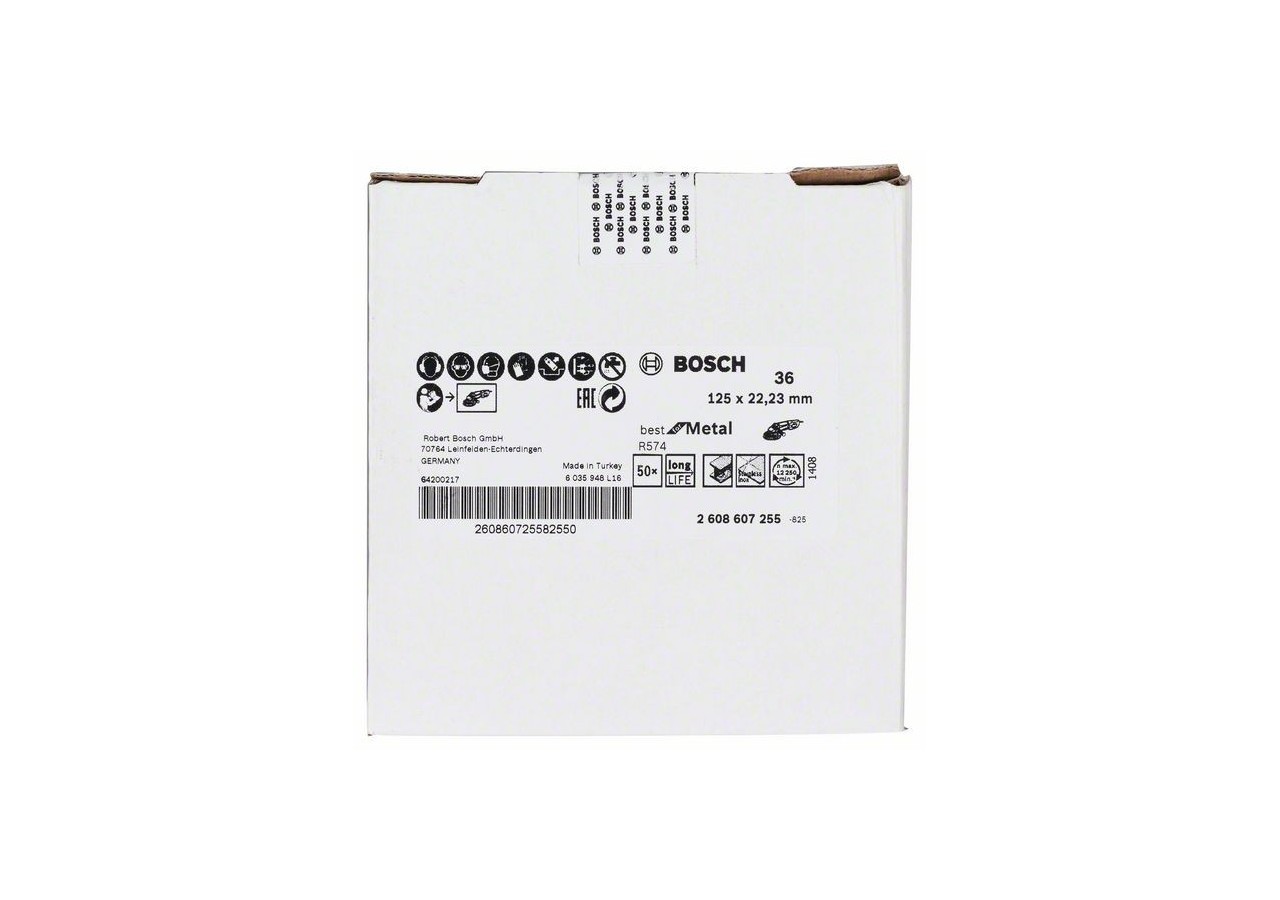 Disque abrasif sur fibres R574, Best for Metal D : 125 mm  G : 36 - 2608607255 - Bosch