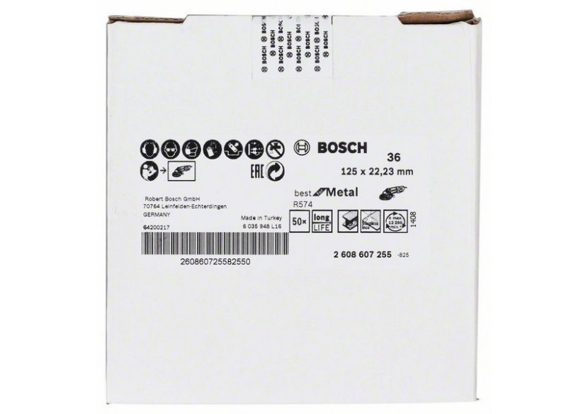 Disque abrasif sur fibres R574, Best for Metal D : 125 mm  G : 36 - 2608607255 - Bosch