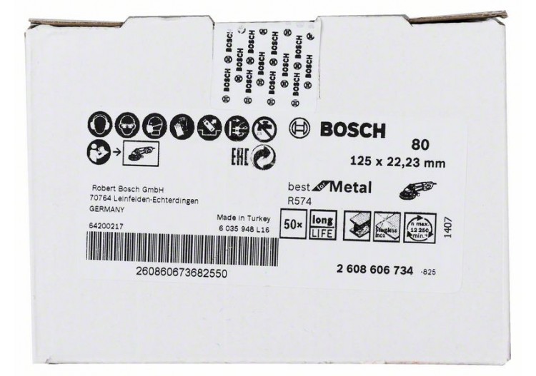 Disque abrasif sur fibres R574, Best for Metal D : 125 mm  G : 80 - 2608606734 - Bosch
