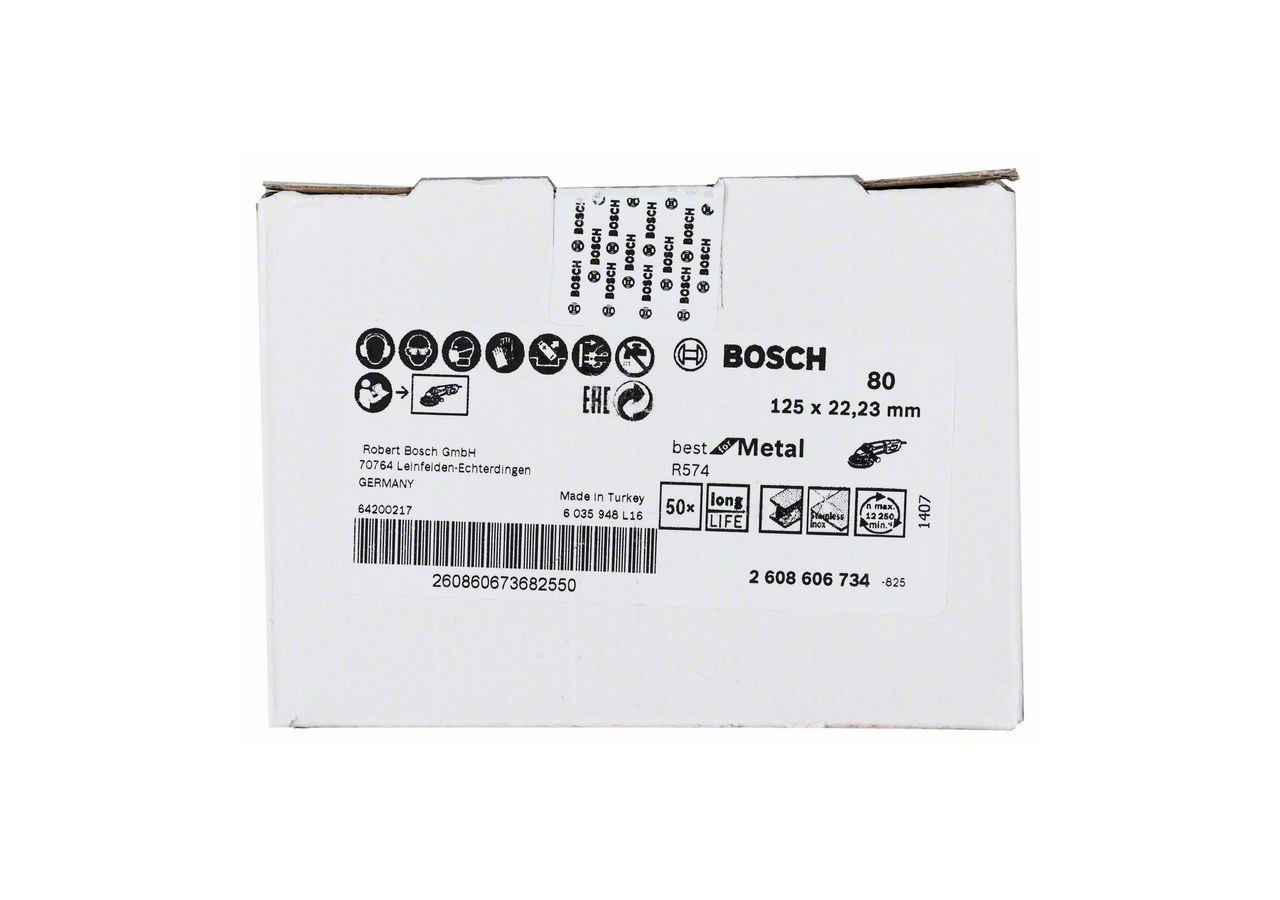 Disque abrasif sur fibres R574, Best for Metal D : 125 mm  G : 80 - 2608606734 - Bosch