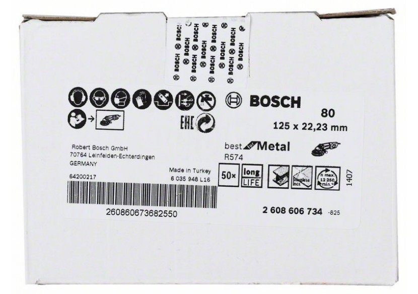 Disque abrasif sur fibres R574, Best for Metal D : 125 mm  G : 80 - 2608606734 - Bosch