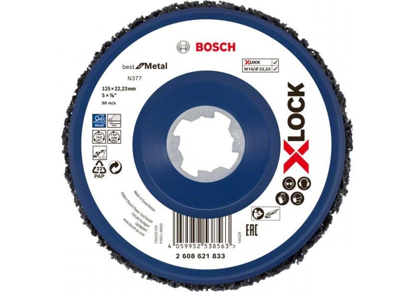 Disque de nettoyage X-LOCK N377 125 mm, 22,23 mm X-LOCK, 125 mm, 22,23 mm, SiC - 2608621833 - Bosch