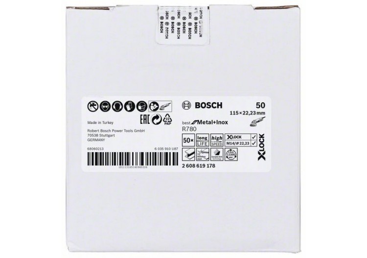 Disque en fibre X-LOCK, 115 mm, G 50, trou en étoile, R780 Best for Metal+Inox - EN 13743 - 2608619178 - Bosch
