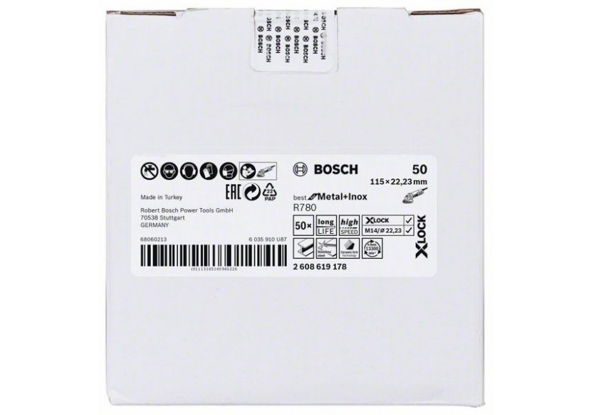 Disque en fibre X-LOCK, 115 mm, G 50, trou en étoile, R780 Best for Metal+Inox - EN 13743 - 2608619178 - Bosch