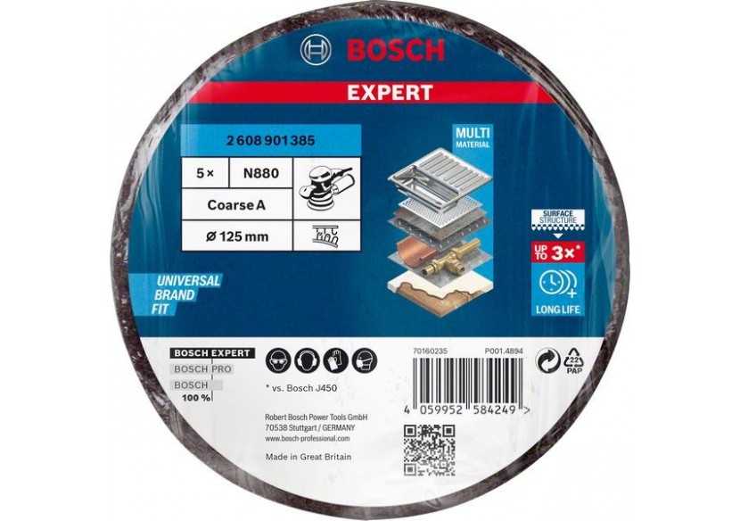Disque en non-tissé Expert N880 pour ponceuses excentriques 128 mm, Grossier - 2608901385 - Bosch Disque en non-tissé Expert N880 pour ponceuses excentriques 128 mm, Grossier - 2608901385 - Bosch