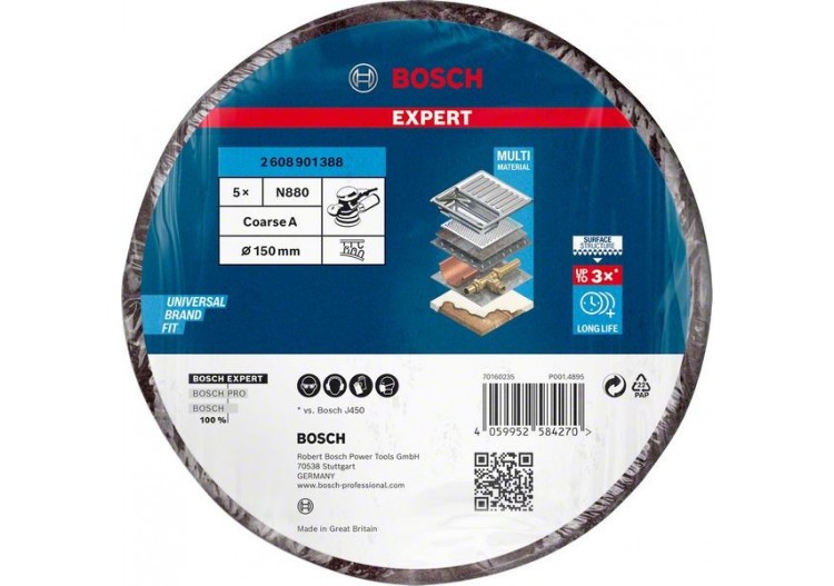 Disque en non-tissé Expert N880 pour ponceuses excentriques 150 mm, Gros - 2608901388 - Bosch