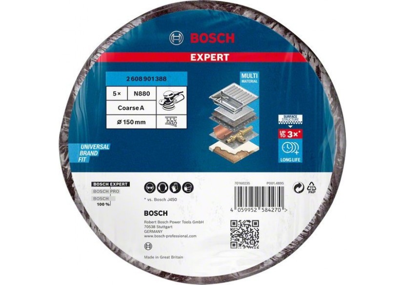Disque en non-tissé Expert N880 pour ponceuses excentriques 150 mm, Gros - 2608901388 - Bosch Disque en non-tissé Expert N880 pour ponceuses excentriques 150 mm, Gros - 2608901388 - Bosch