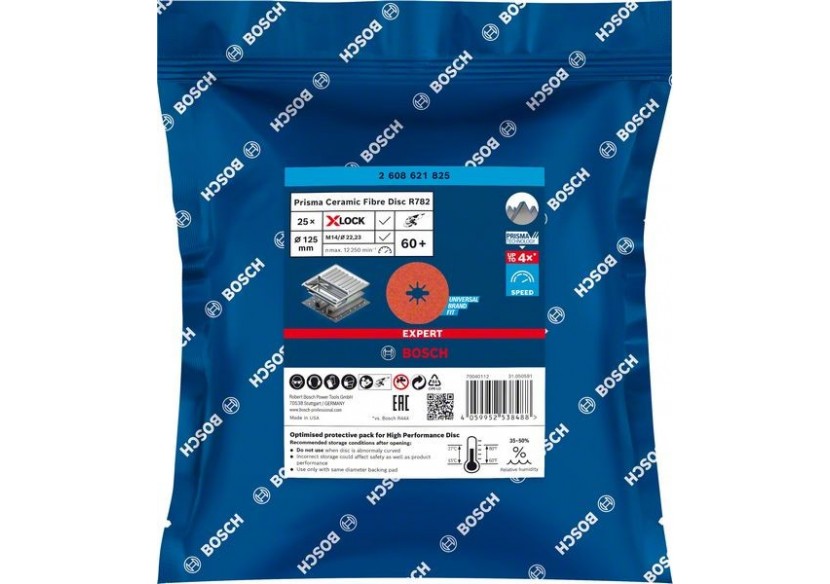 Disque sur fibre céramique X-LOCK Prisma Expert R782 125 mm, 22,23 mm, G 60 - 2608621825 - Bosch Disque sur fibre céramique X-LOCK Prisma Expert R782 125 mm, 22,23 mm, G 60 - 2608621825 - Bosch